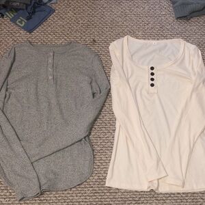 SHEIN Gray and Cream Long Sleeve Top bundle size S